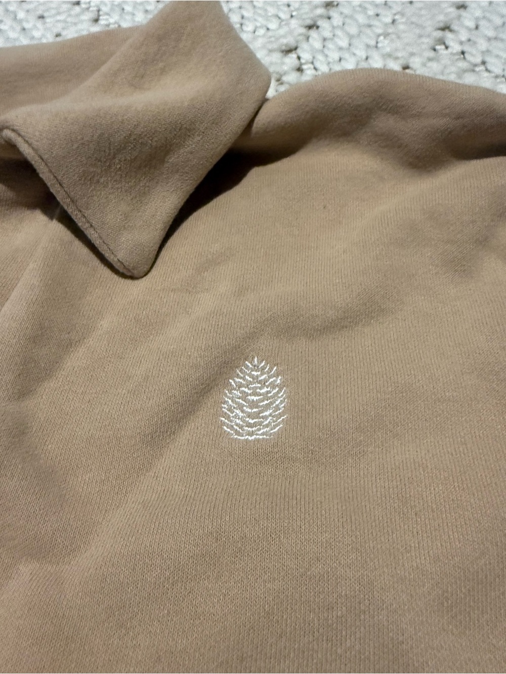 Vuori Sedona Polo Cropped Taupe Beige Relaxed Collared Pullover Sweatshirt M - Picture 6 of 8